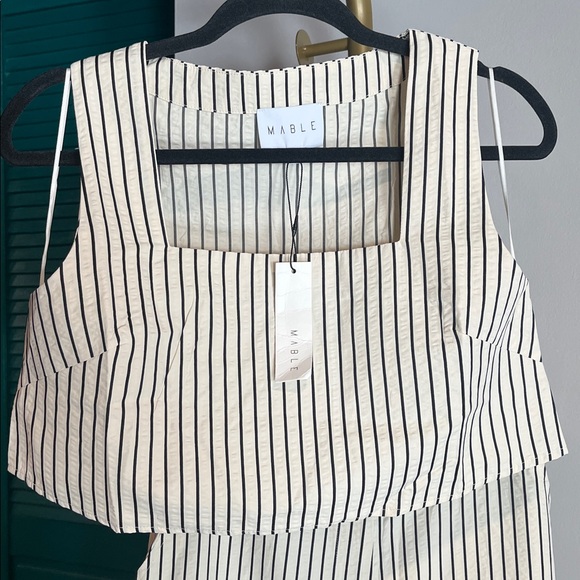MABLE NEW Crop Top & Pant Women's Cream Striped Sleeveless 2 Piece Set - M $198 - Picture 12 of 16